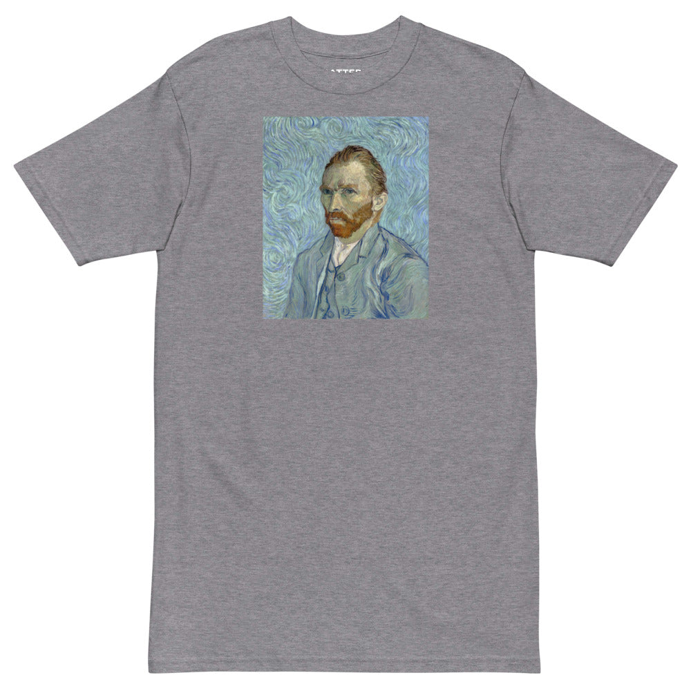 Vincent Van Gogh Self-portrait (1889) Painting Printed Premium Grey T-shirt Streetwear