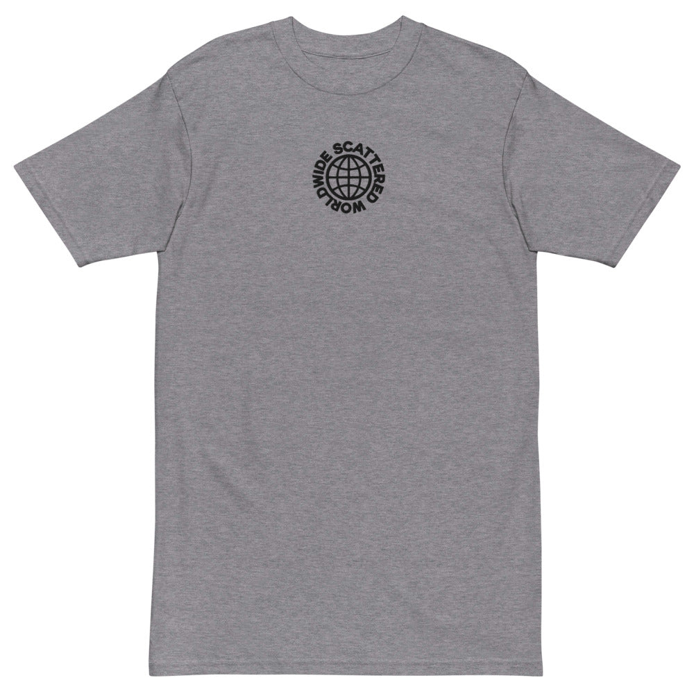 White Embroidered Worldwide Logo Premium Crewneck T-shirt