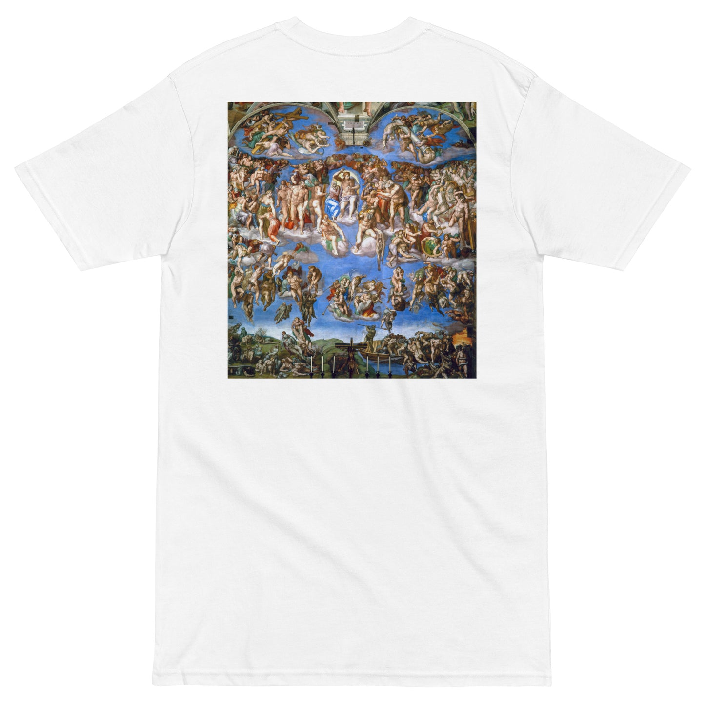 Michelangelo Buonarroti's The Last Judgment Embroidered + Printed Premium Christian Streetwear T-shirt