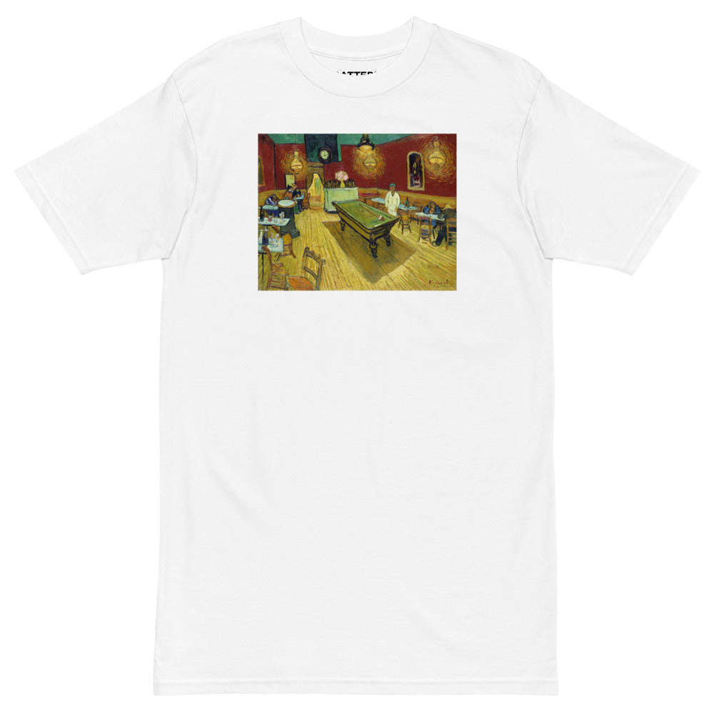 Vincent Van Gogh Le Café de Nuit (The Night Café) Painting Printed Premium White T-shirt Streetwear