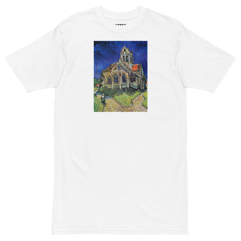 Vincent Van Gogh The Church at Auvers Painting Printed Premium White T-shirt Streetwear