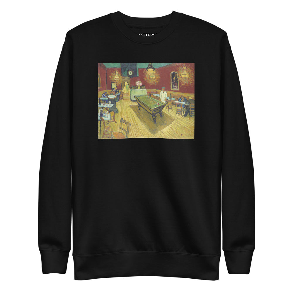 Vincent Van Gogh Le Café de Nuit (The Night Café) Painting Printed Premium Black Crewneck Sweatshirt Streetwear