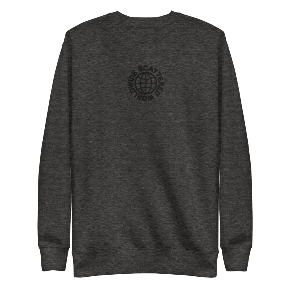 Black Embroidered Worldwide Logo Crewneck