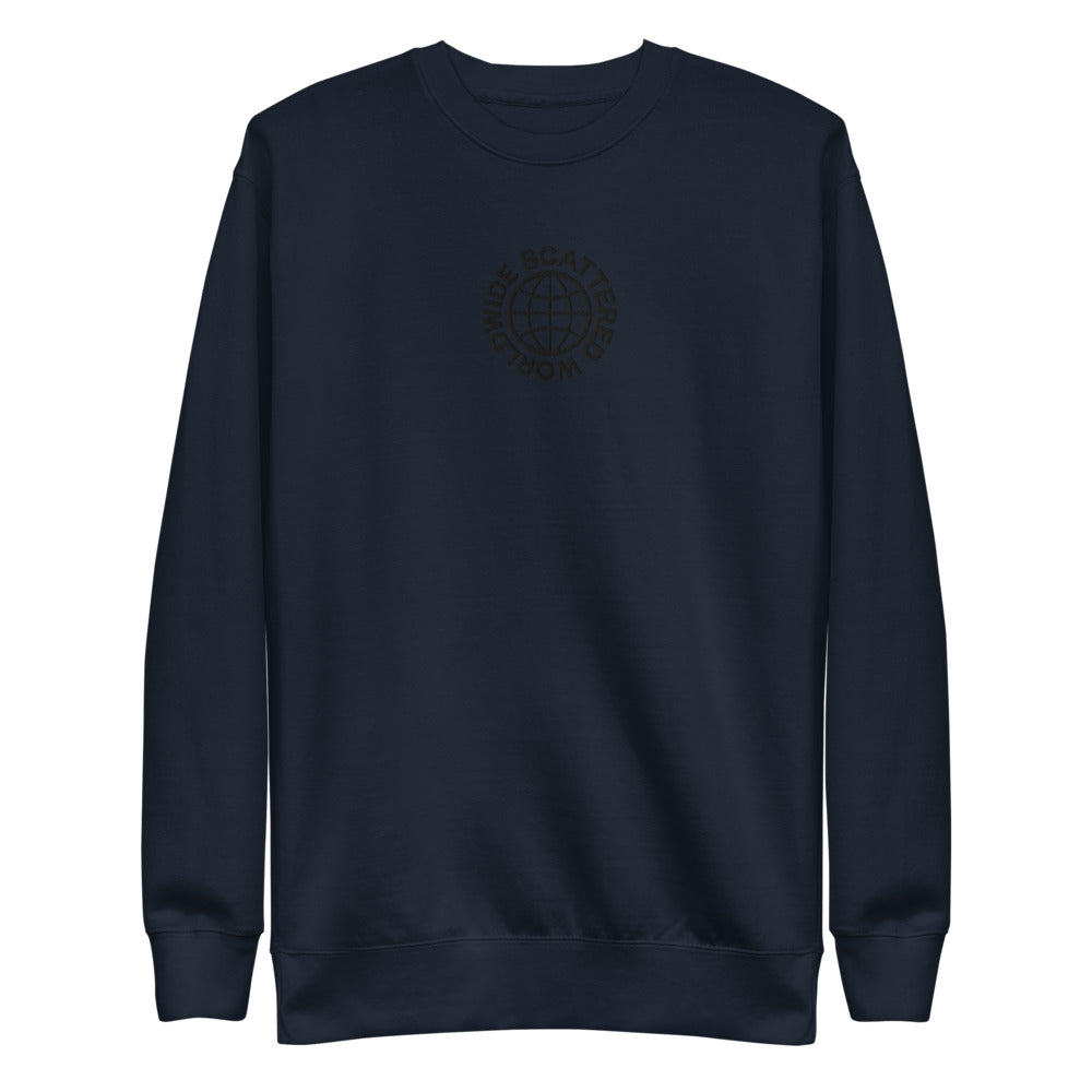 Black Embroidered Worldwide Logo Crewneck