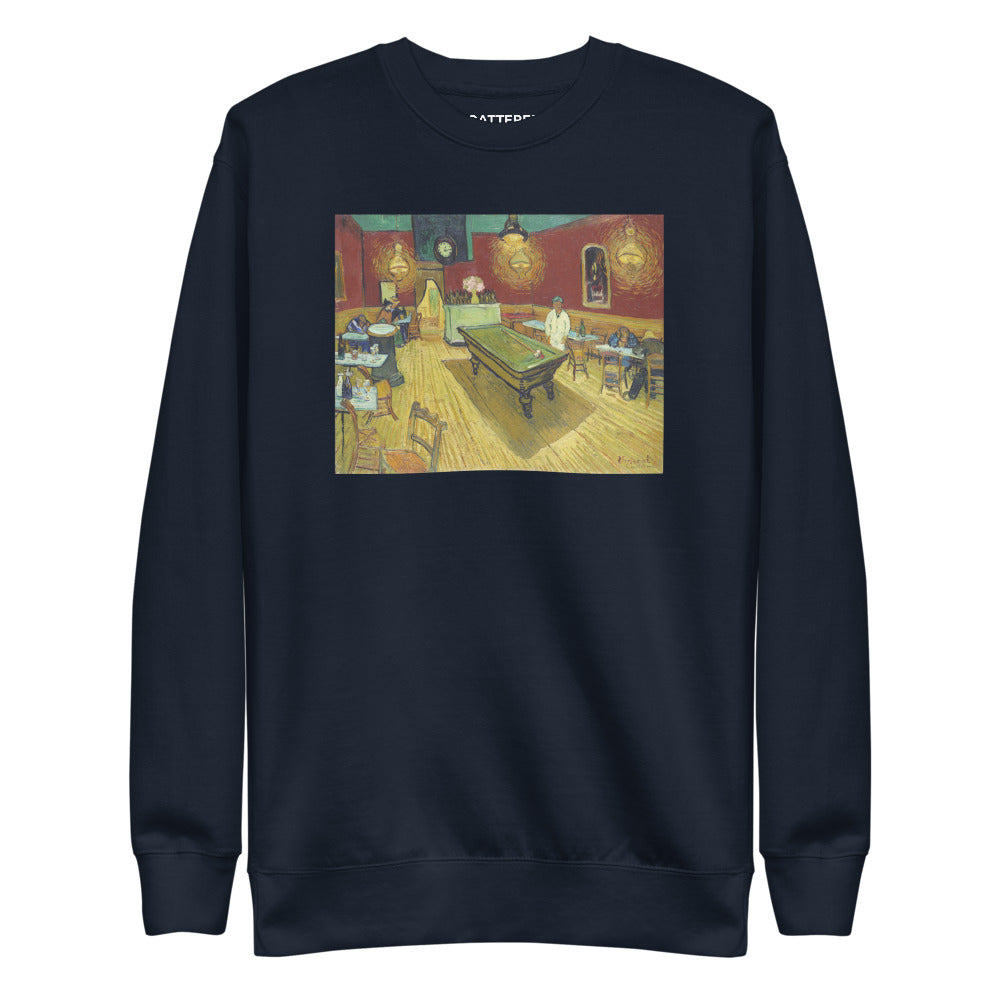 Vincent Van Gogh Le Café de Nuit (The Night Café) Painting Printed Premium Navy Crewneck Sweatshirt Streetwear