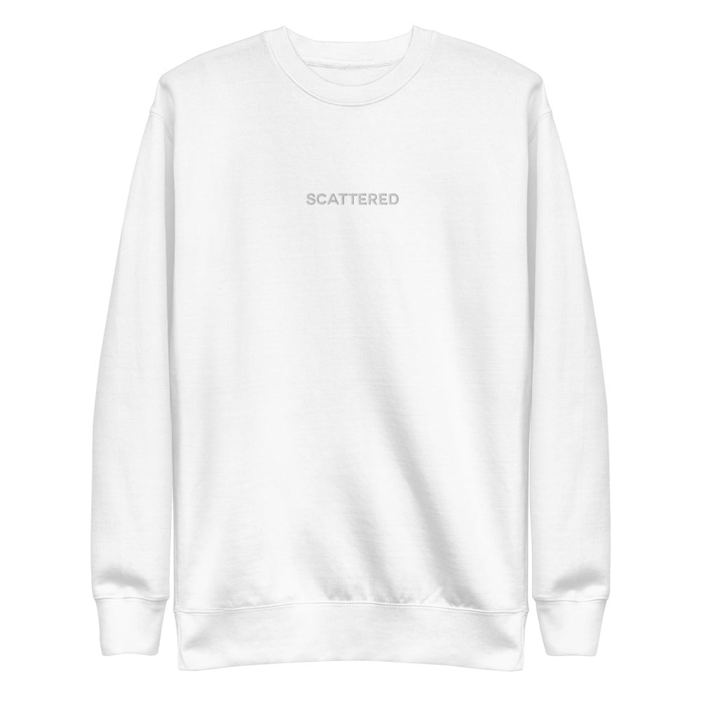 White Embroidered Logo Crewneck