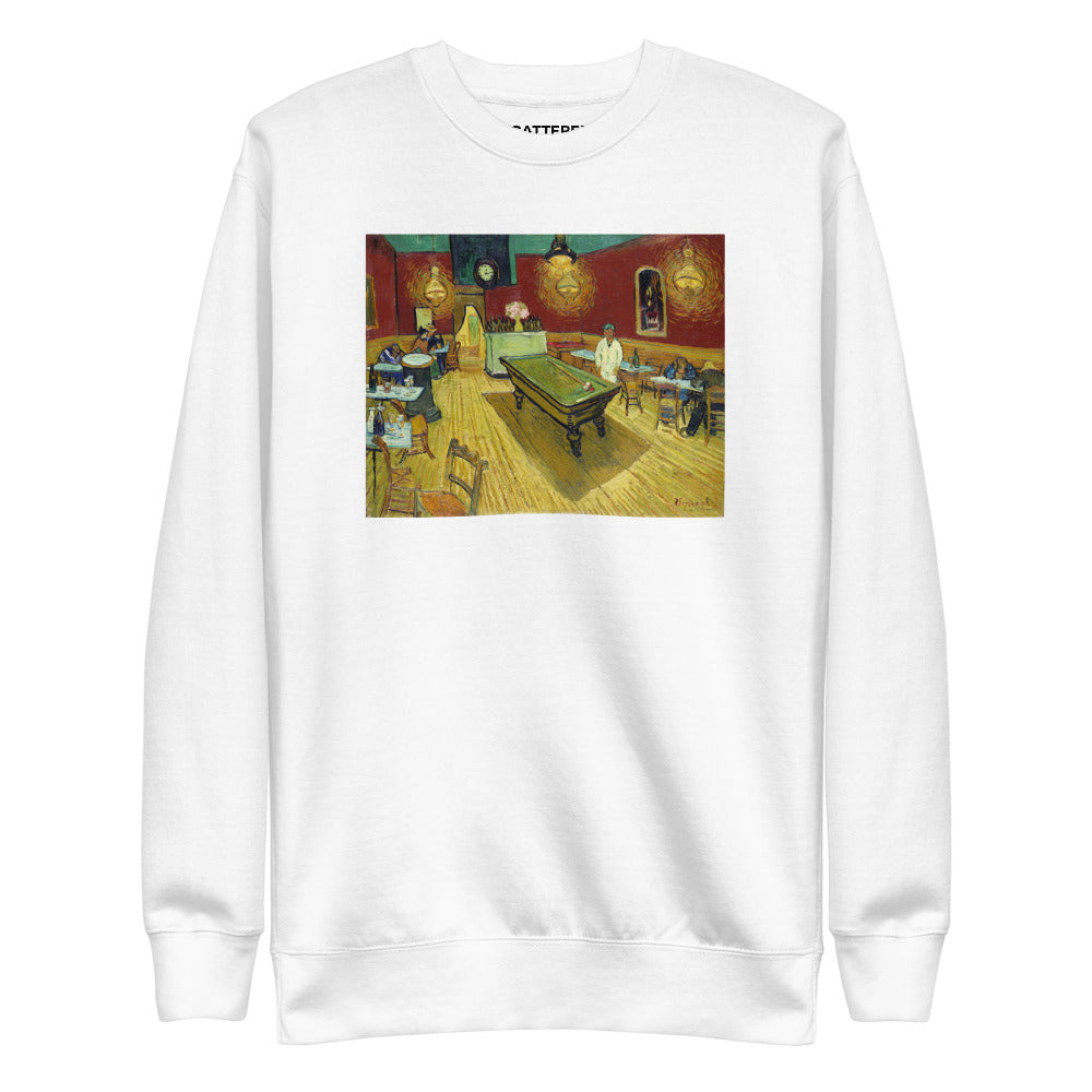 Vincent Van Gogh Le Café de Nuit (The Night Café) Painting Printed Premium White Crewneck Sweatshirt Streetwear