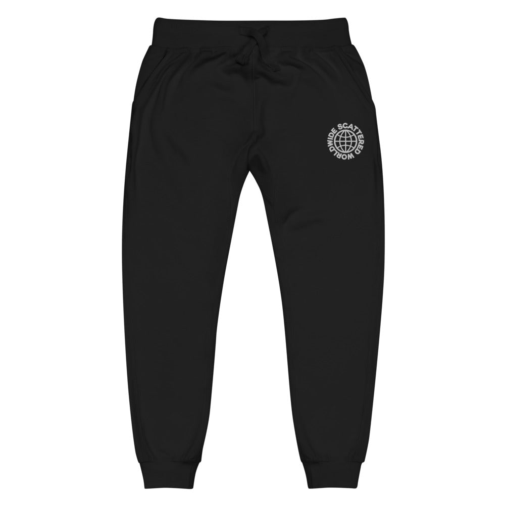 White Embroidered Worldwide Logo Sweatpants