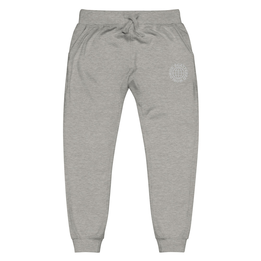 White Embroidered Worldwide Logo Sweatpants