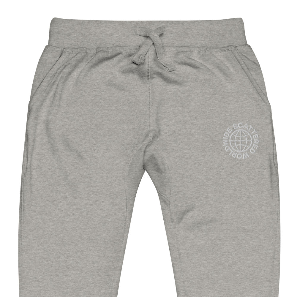 White Embroidered Worldwide Logo Sweatpants