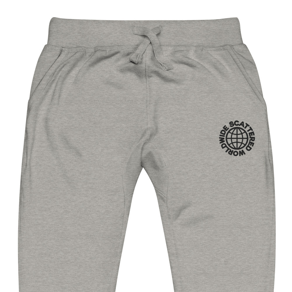 Black Embroidered Worldwide Logo Sweatpants