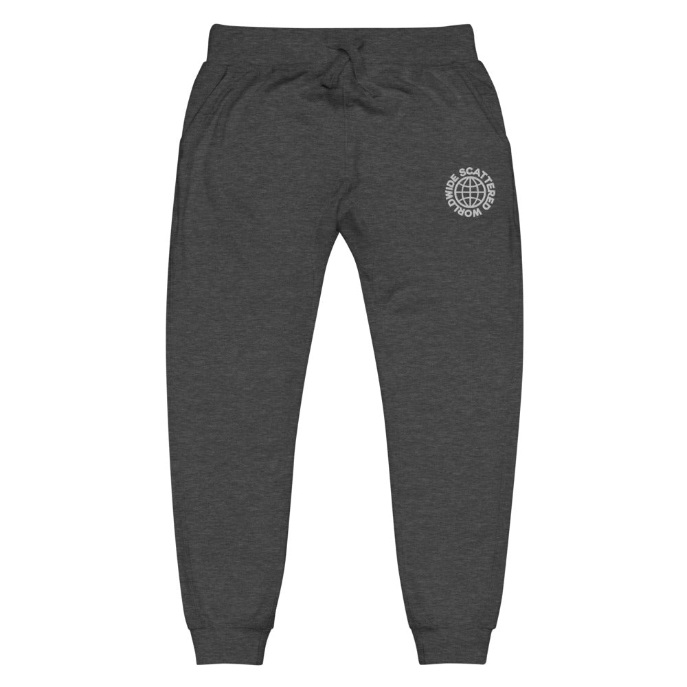 White Embroidered Worldwide Logo Sweatpants