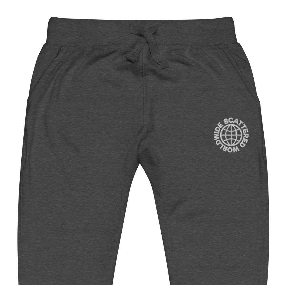 White Embroidered Worldwide Logo Sweatpants