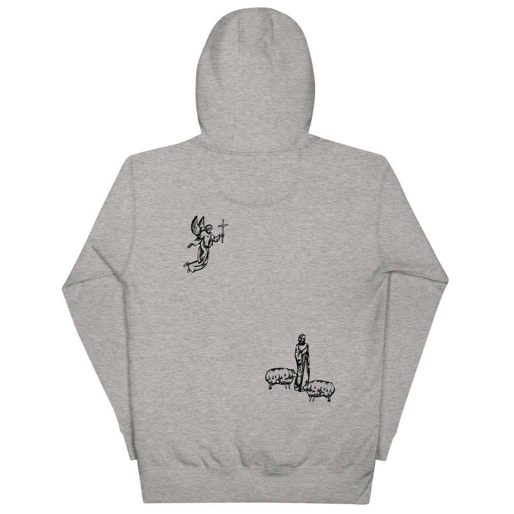 Christmas Christian Jesus Christ Streetwear Hoodie sweatshirt Mens Clothing Womens Clothing angels cross grey black