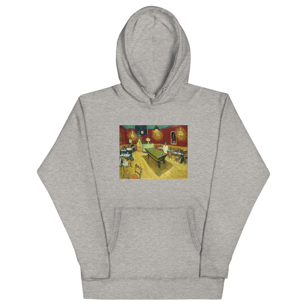 Vincent Van Gogh Le Café de Nuit (The Night Café) Painting Printed Premium Grey Hoodie Sweatshirt Streetwear