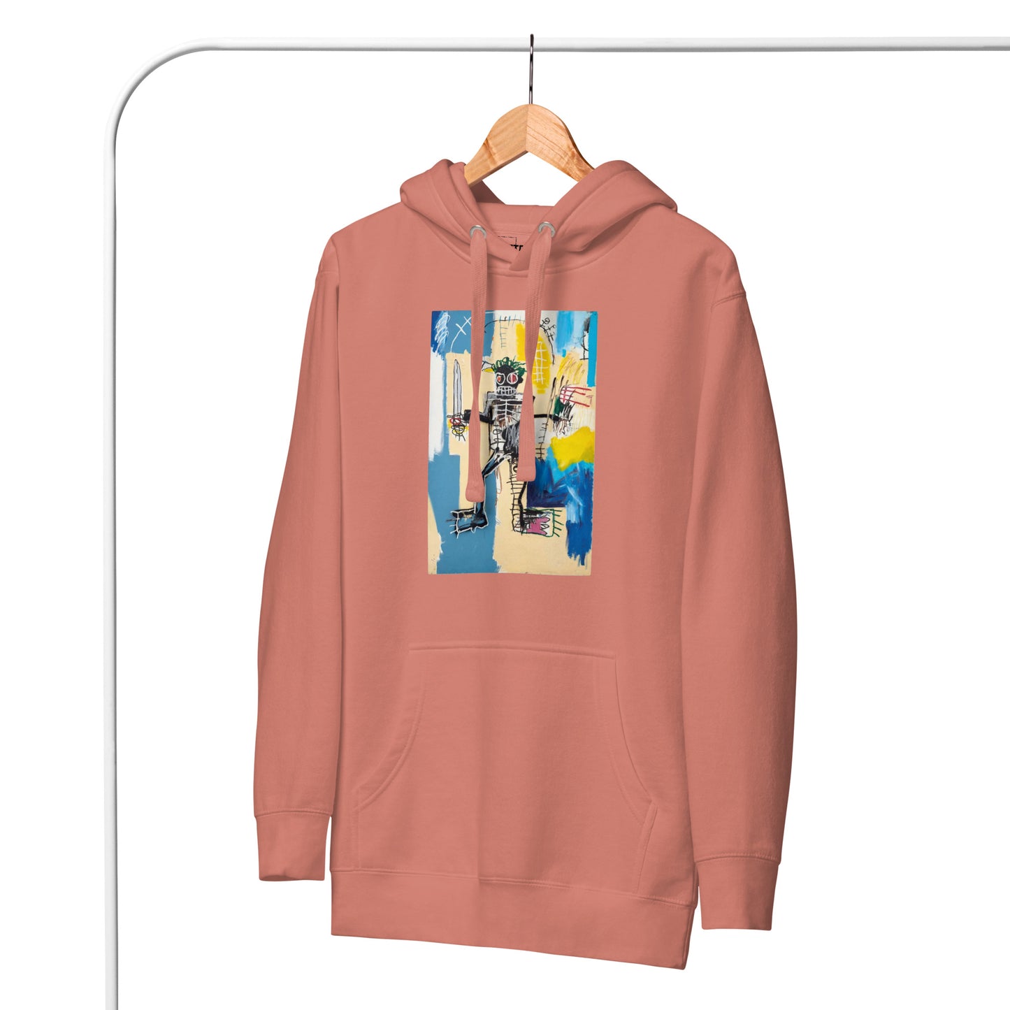 Jean-Michel Basquiat "Warrior" Artwork Printed Premium Streetwear Sweatshirt Hoodie Salmon Pink