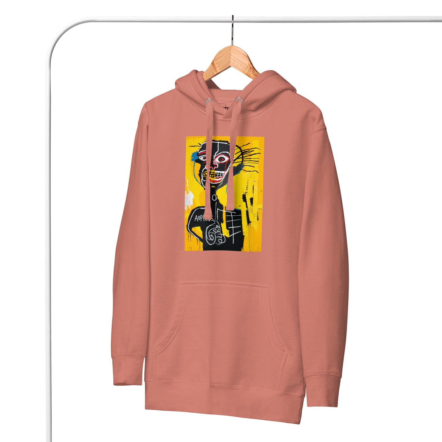 Jean-Michel Basquiat "Cabeza" Artwork Printed Premium Streetwear Sweatshirt Hoodie Salmon Pink