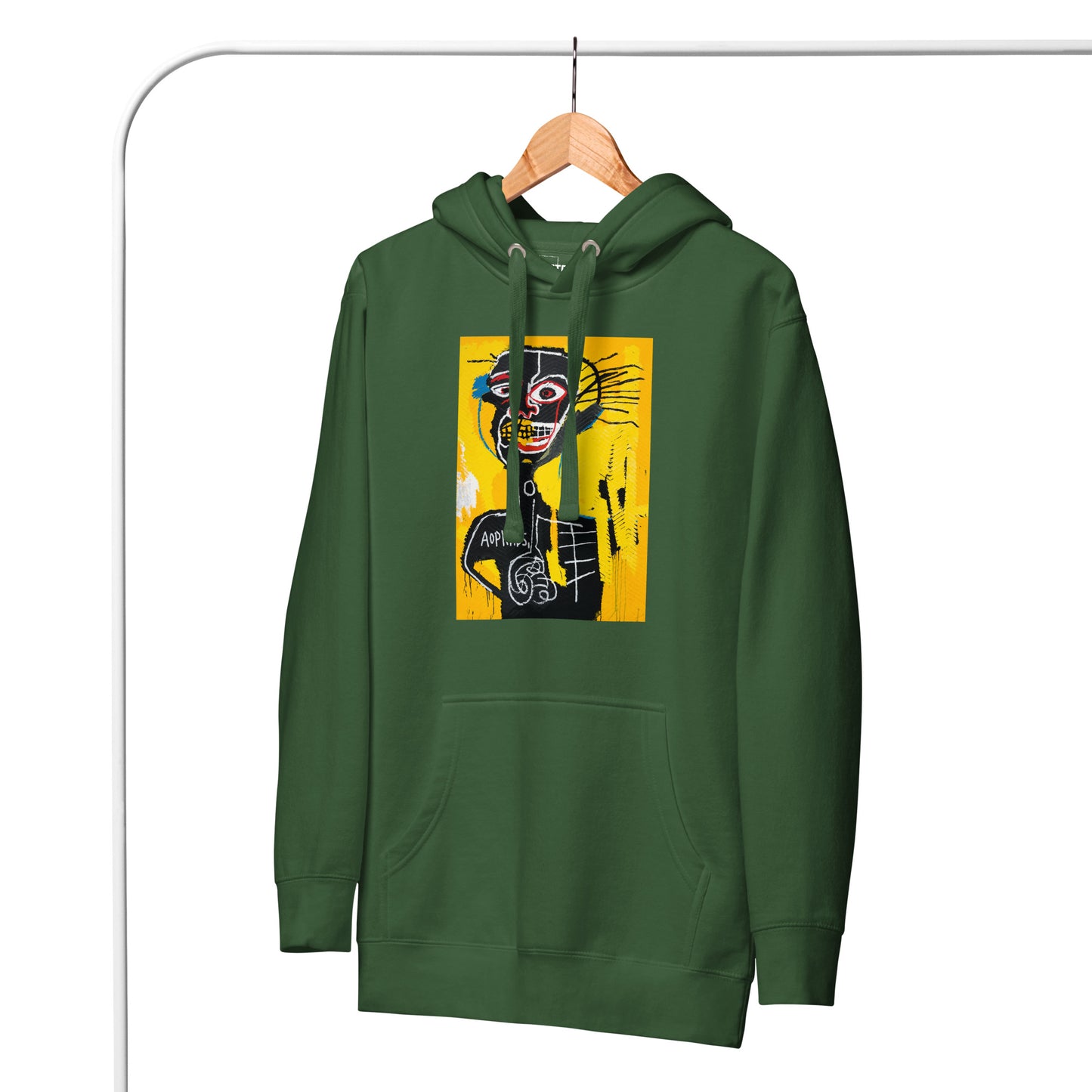 Jean-Michel Basquiat "Cabeza" Artwork Printed Premium Streetwear Sweatshirt Hoodie Forest Green
