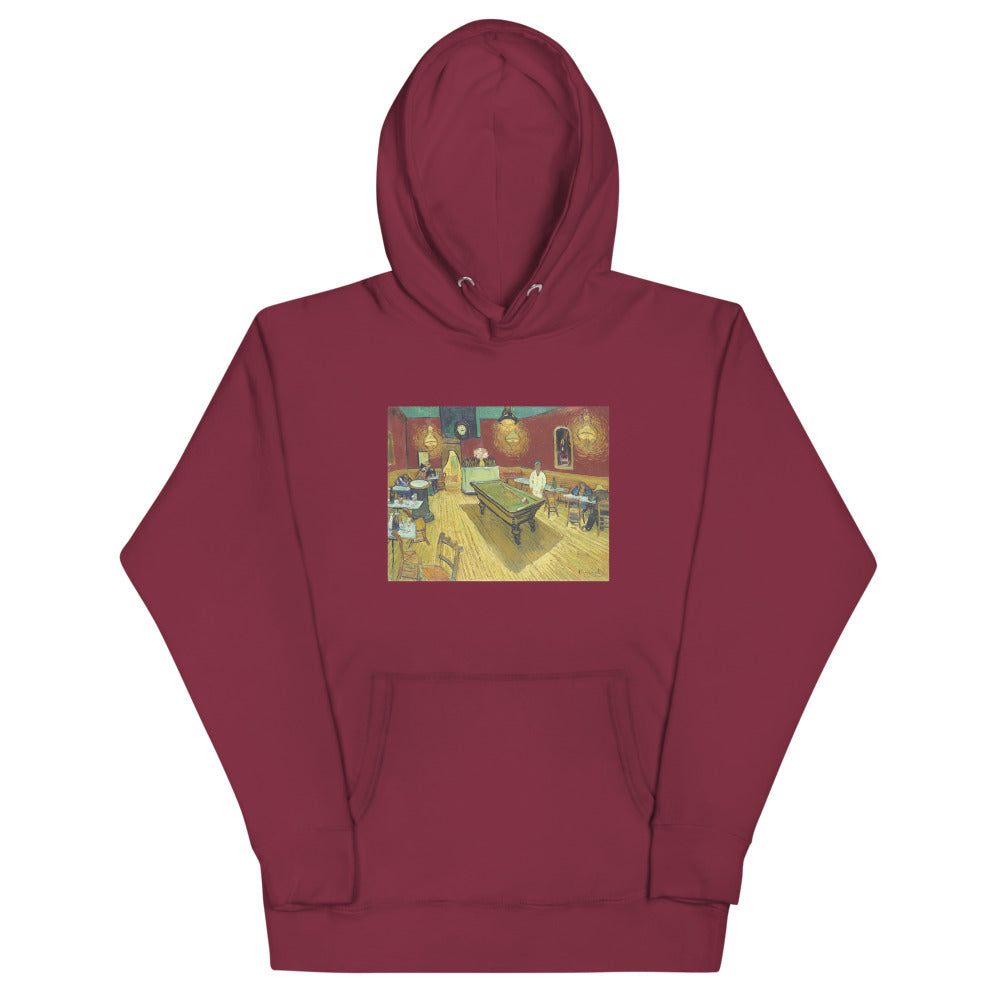 Vincent Van Gogh Le Café de Nuit (The Night Café) Painting Printed Premium Burgundy Red Hoodie Sweatshirt Streetwear