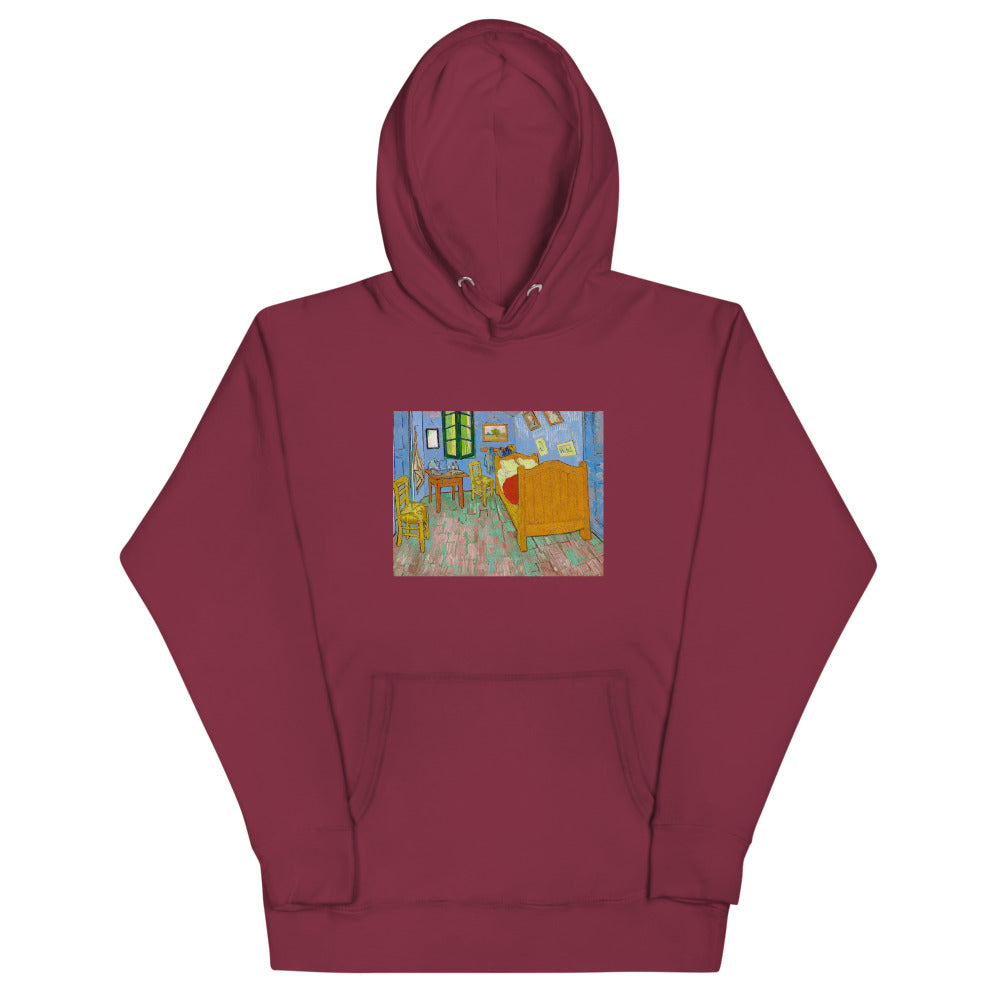 Vincent Van Gogh The Bedroom Painting Printed Premium Burgundy Red Hoodie Sweatshirt Streetwear