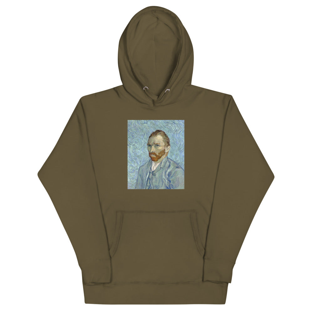 Vincent Van Gogh Self-portrait (1889) Painting Printed Premium Olive Green Hoodie Sweatshirt Streetwear