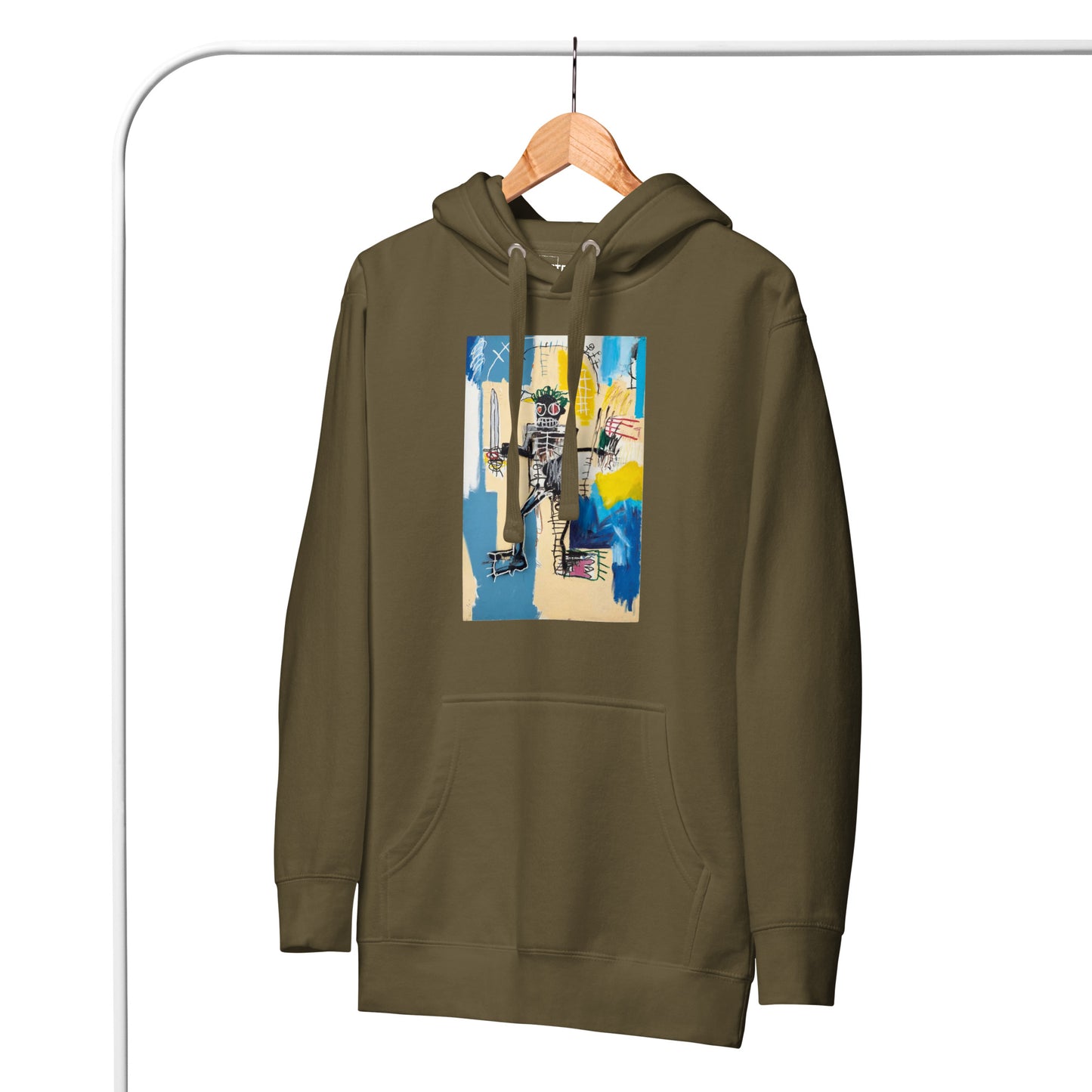 Jean-Michel Basquiat "Warrior" Artwork Printed Premium Streetwear Sweatshirt Hoodie Olive Green