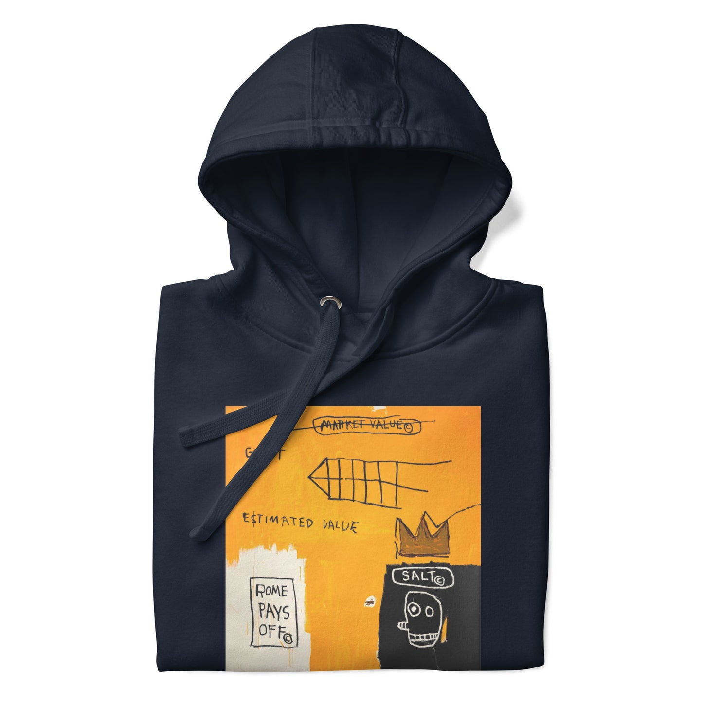 Jean-Michel Basquiat "Rome Pays Off" Artwork Printed Premium Streetwear Sweatshirt Hoodie Navy Blue