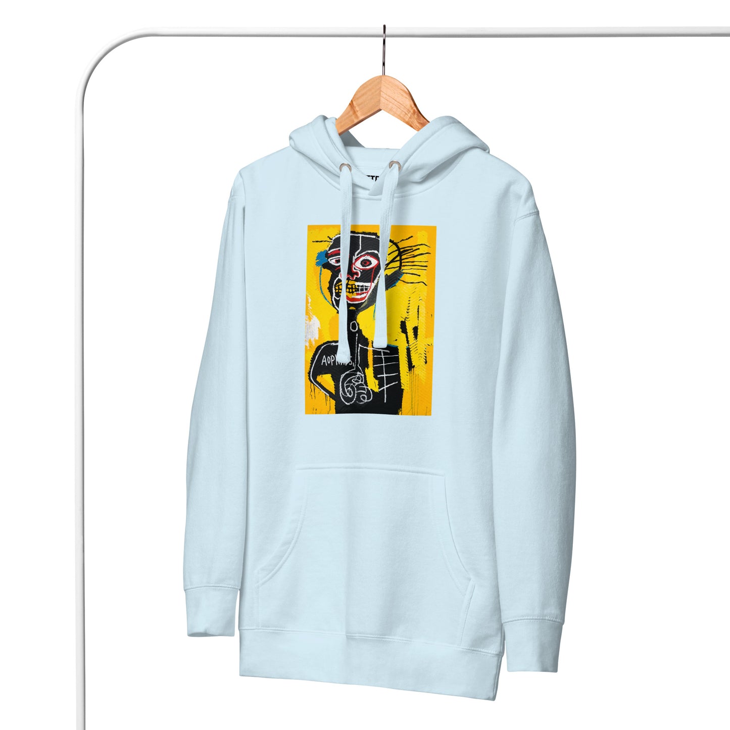 Jean-Michel Basquiat "Cabeza" Artwork Printed Premium Streetwear Sweatshirt Hoodie Ice Blue