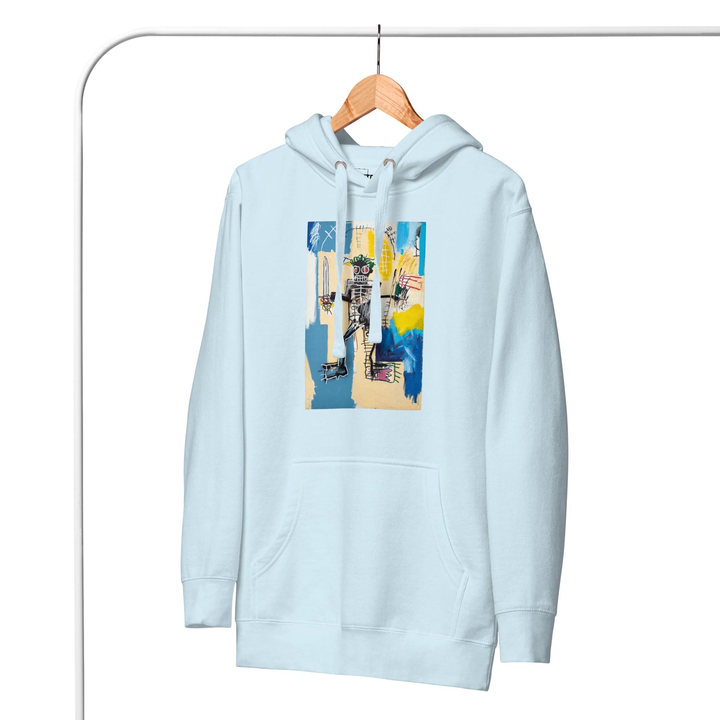 Jean-Michel Basquiat "Warrior" Artwork Printed Premium Streetwear Sweatshirt Hoodie Ice Blue