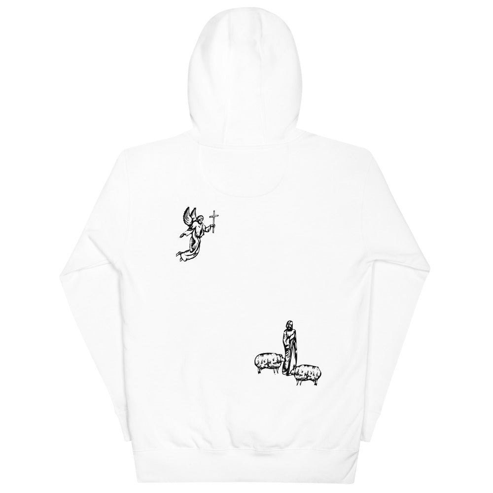 Christmas Christian Jesus Christ Streetwear Hoodie sweatshirt Mens Clothing Womens Clothing angels cross white black