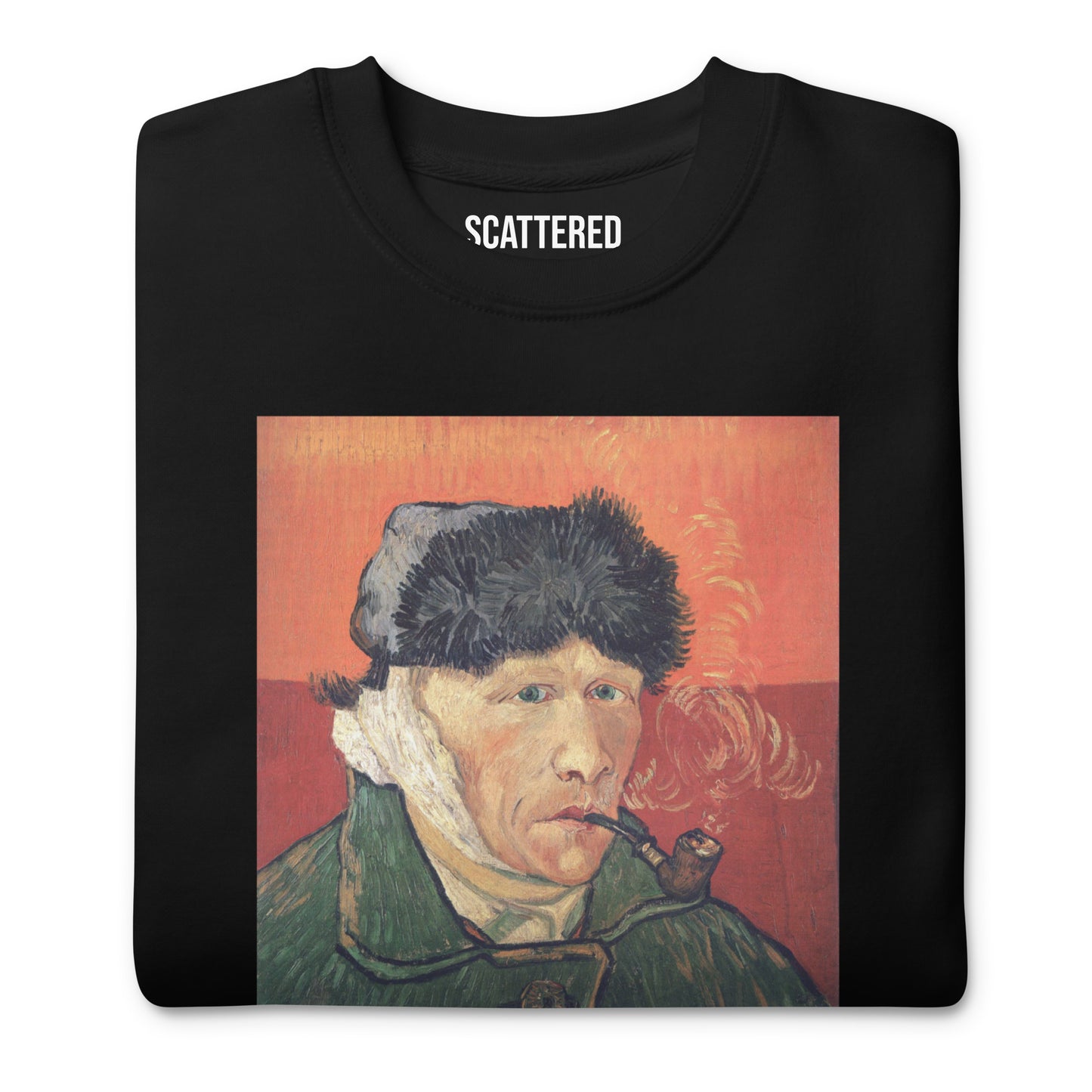 Vincent Van Gogh Self-Portrait with Bandaged Ear and Pipe (1889) Painting Printed Premium Crewneck Sweatshirt