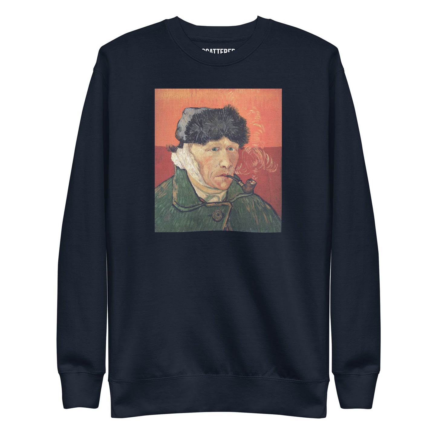 Vincent Van Gogh Self-Portrait with Bandaged Ear and Pipe (1889) Painting Printed Premium Crewneck Sweatshirt