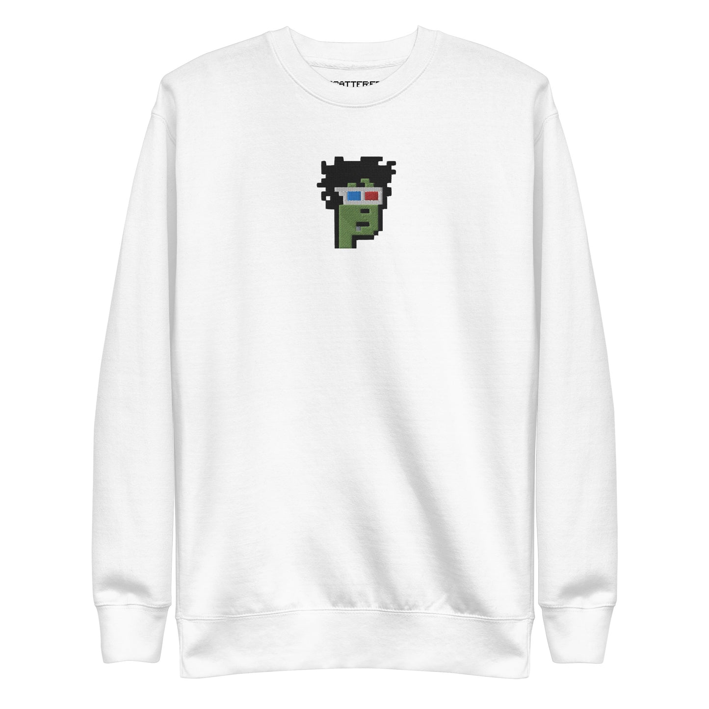 Crypto Punks Zombie NFT #8857 Premium Embroidered Crewneck Sweatshirt