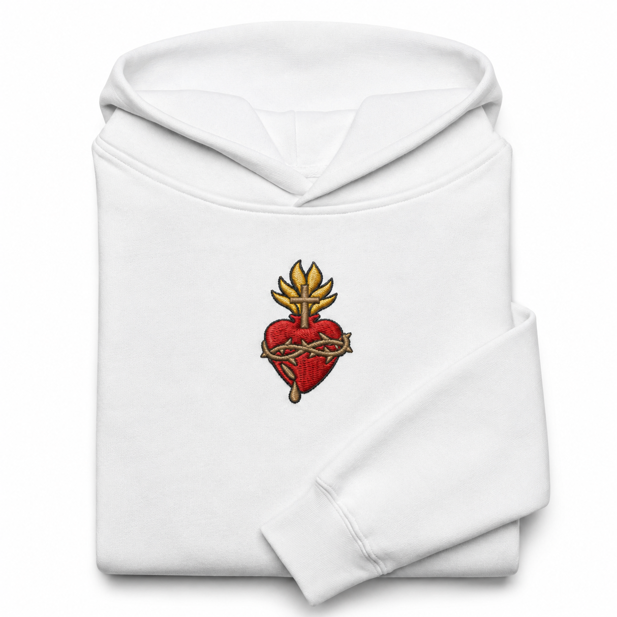 Scattered Sacred Heart of Jesus Embroidered Luxury Hoodie Sweatshirt