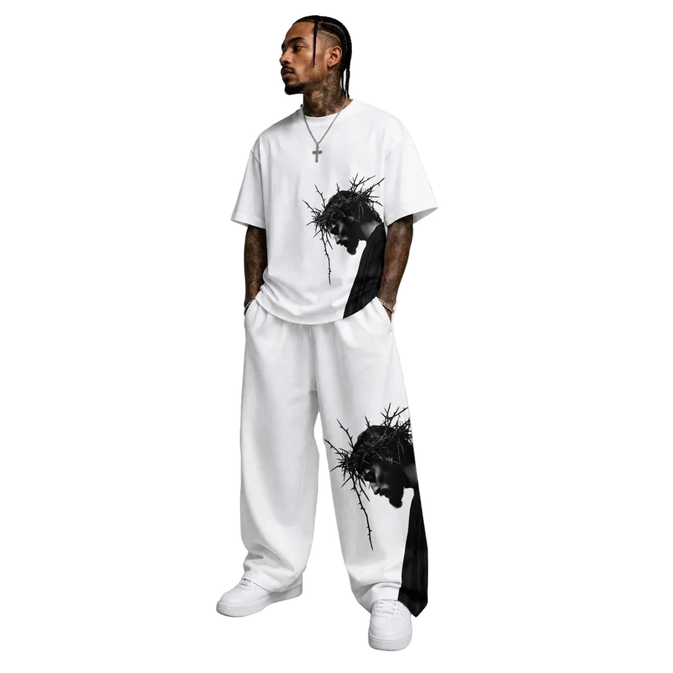 Jesus Christ Crown of Thorns Premium Wide Leg Pants