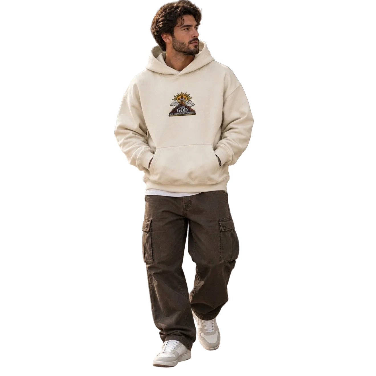 “With God All Things Are Possible” Scripture Embroidered Hoodie