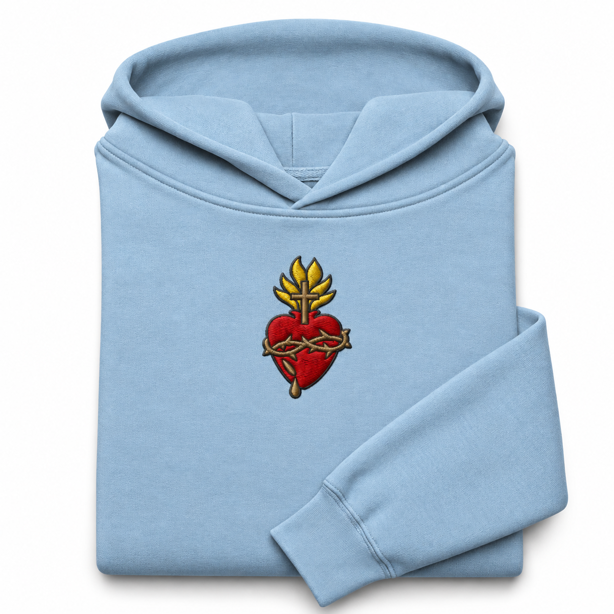 Scattered Sacred Heart of Jesus Embroidered Luxury Hoodie Sweatshirt