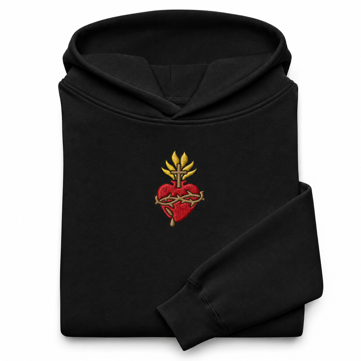 Scattered Sacred Heart of Jesus Embroidered Luxury Hoodie Sweatshirt