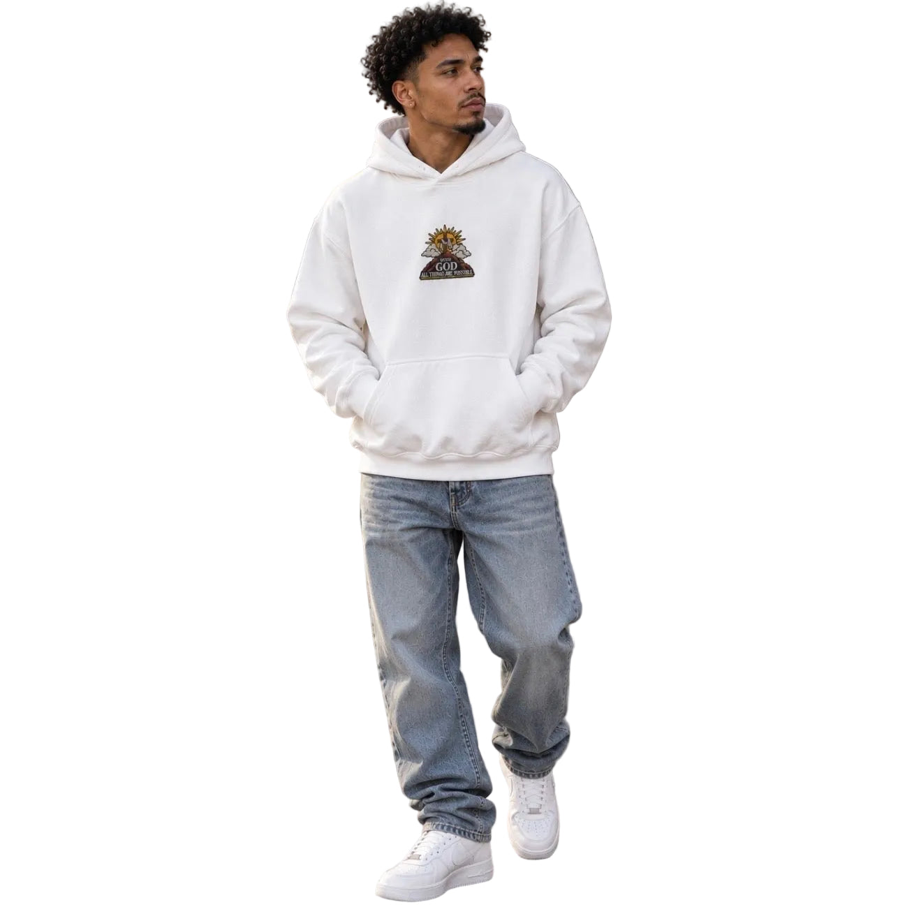 “With God All Things Are Possible” Scripture Embroidered Hoodie