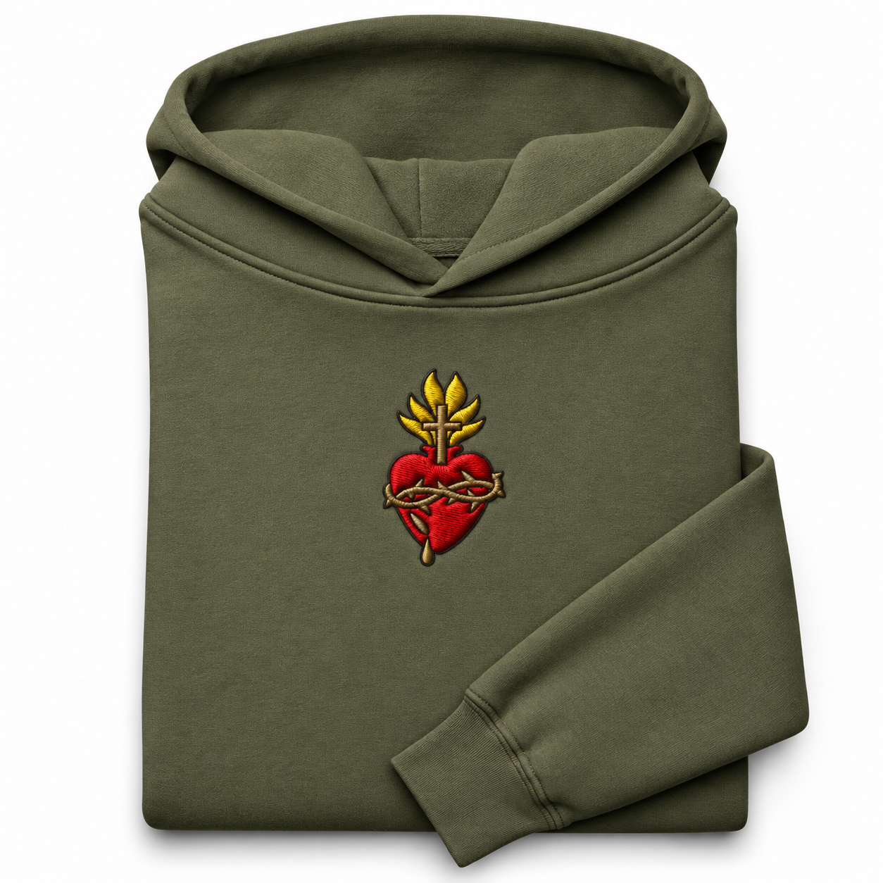 Scattered Sacred Heart of Jesus Embroidered Luxury Hoodie Sweatshirt