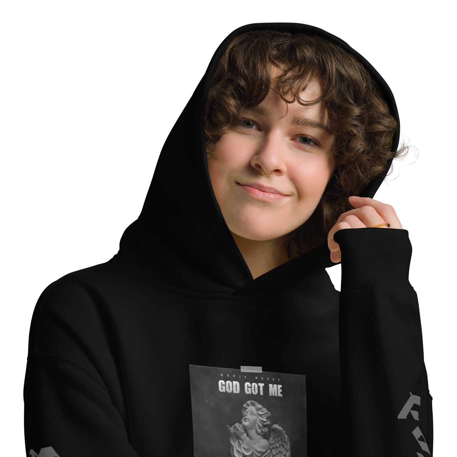God Got Me - Single DTF Printed Premium Black Streetwear Hoodie by Denis Deezy