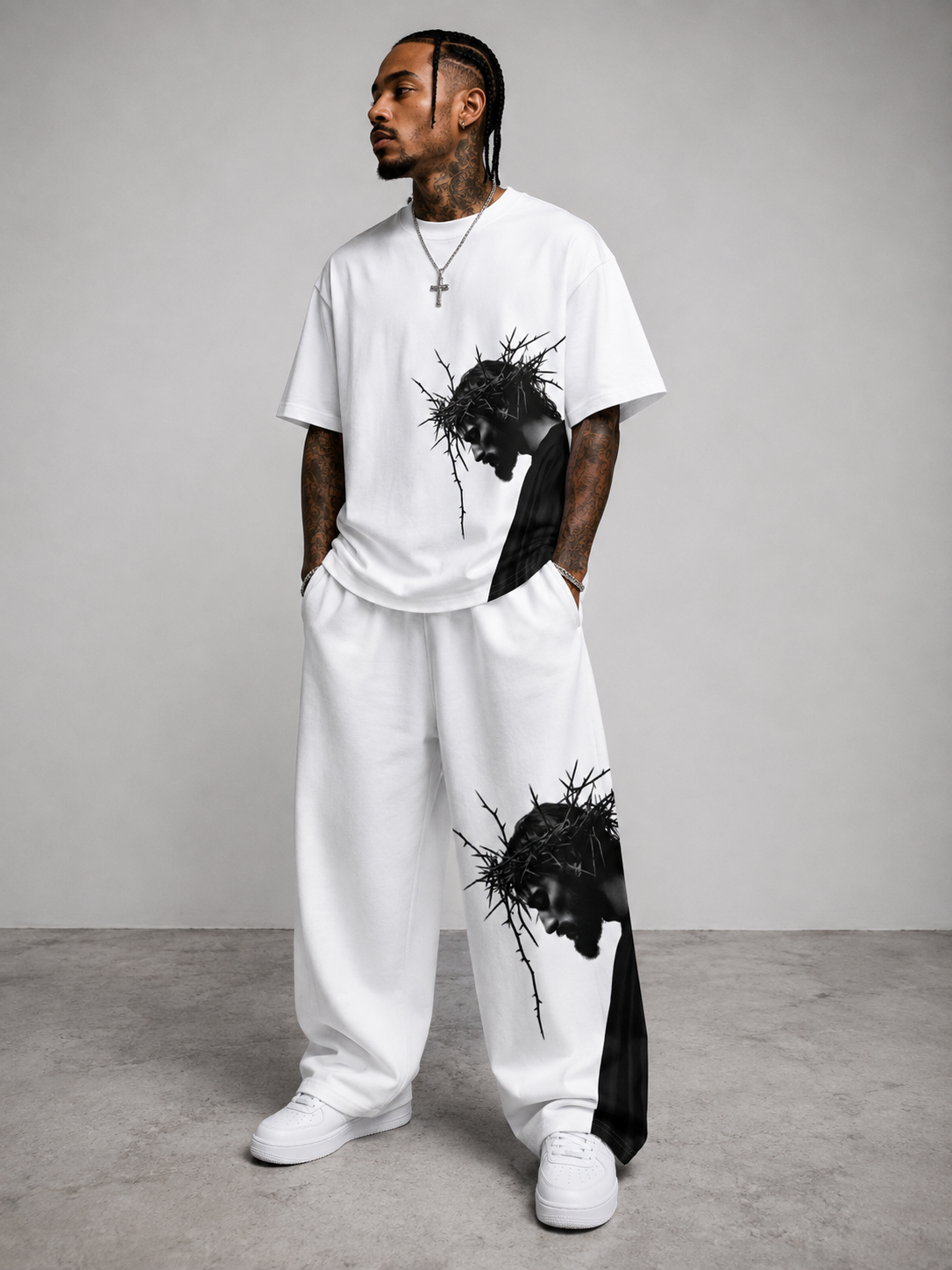 Jesus Christ Crown of Thorns Oversized Premium T-Shirt