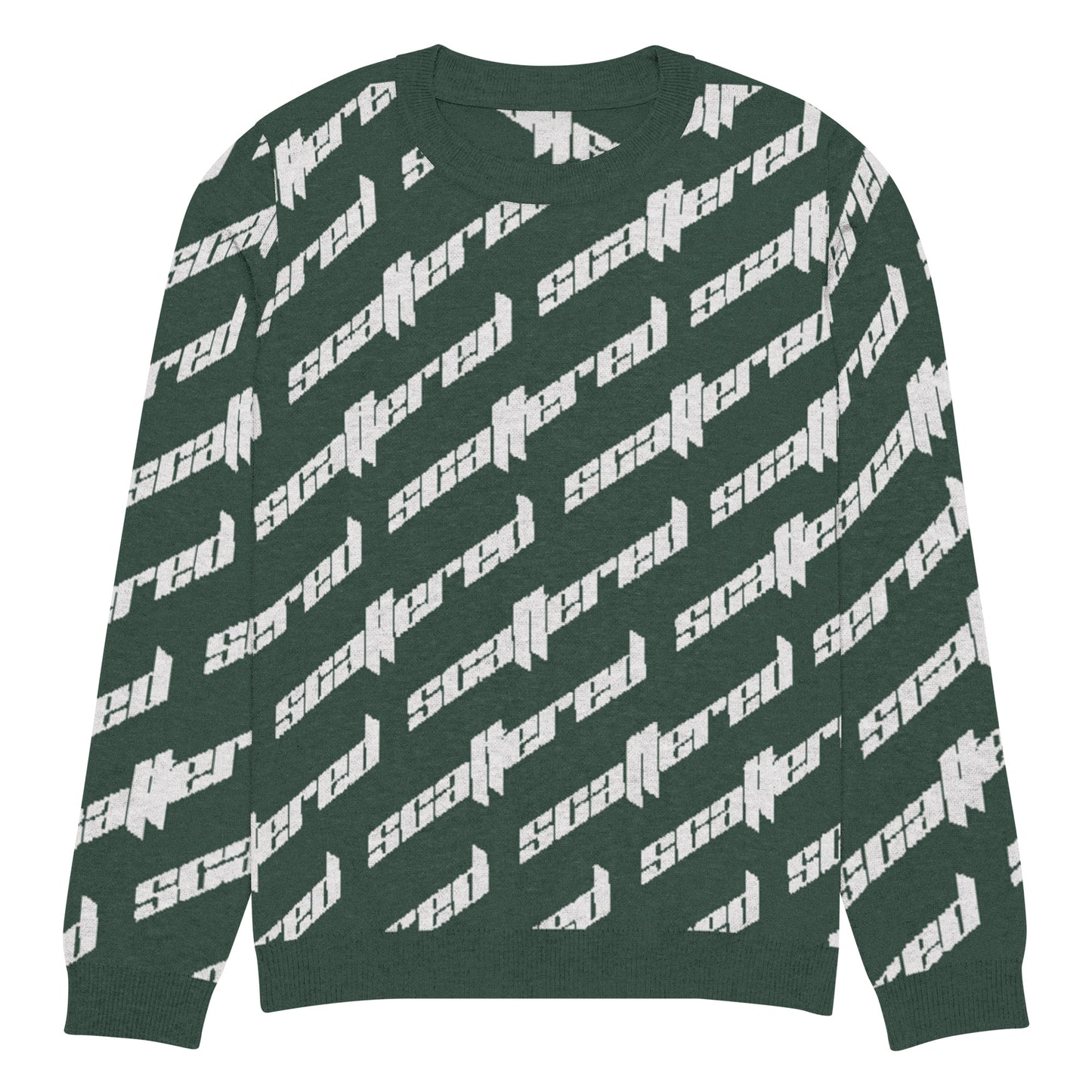 Pine Green Scattered Logo Knitted Crewneck Sweater
