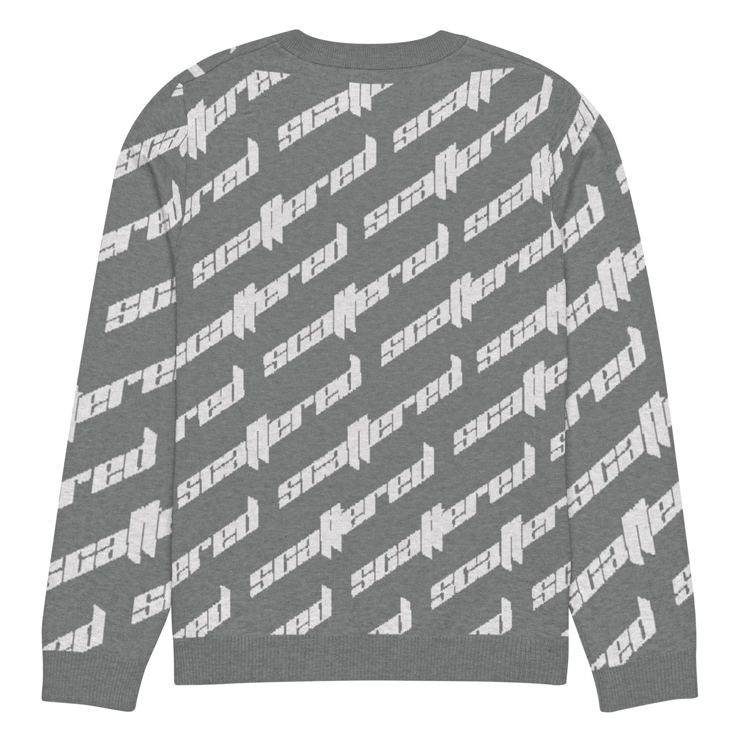 Dark Grey Scattered Logo Knitted Crewneck Sweater
