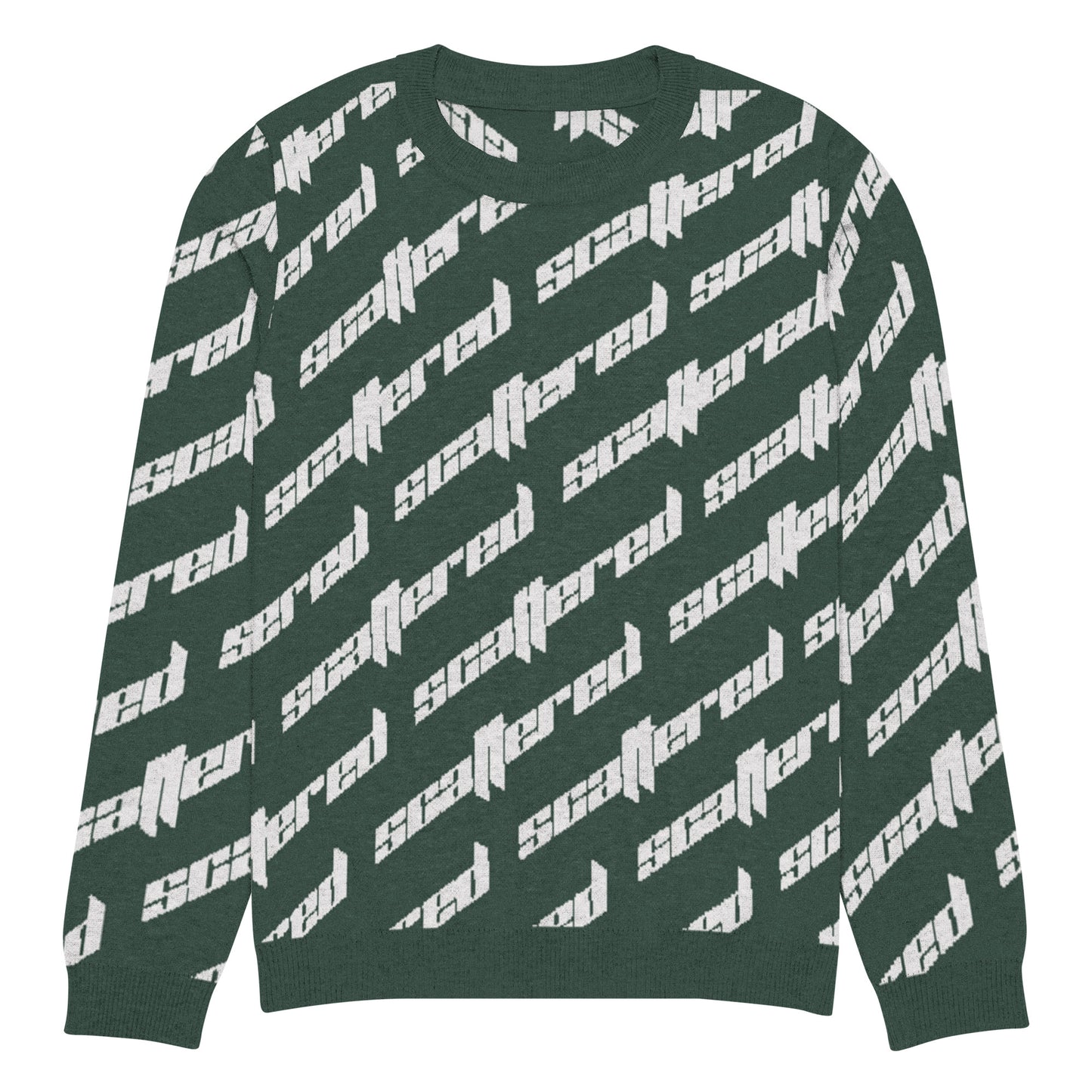 Pine Green Scattered Logo Knitted Crewneck Sweater