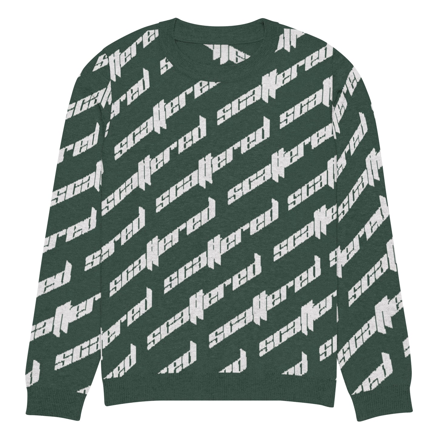 Pine Green Scattered Logo Knitted Crewneck Sweater