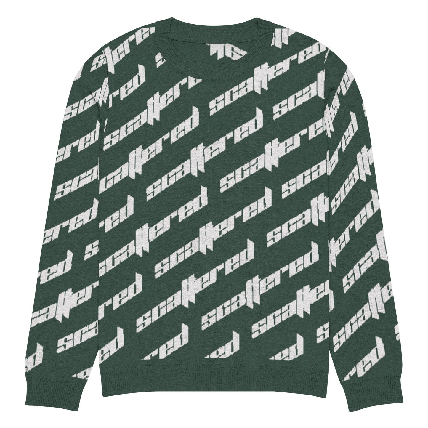 Pine Green Scattered Logo Knitted Crewneck Sweater