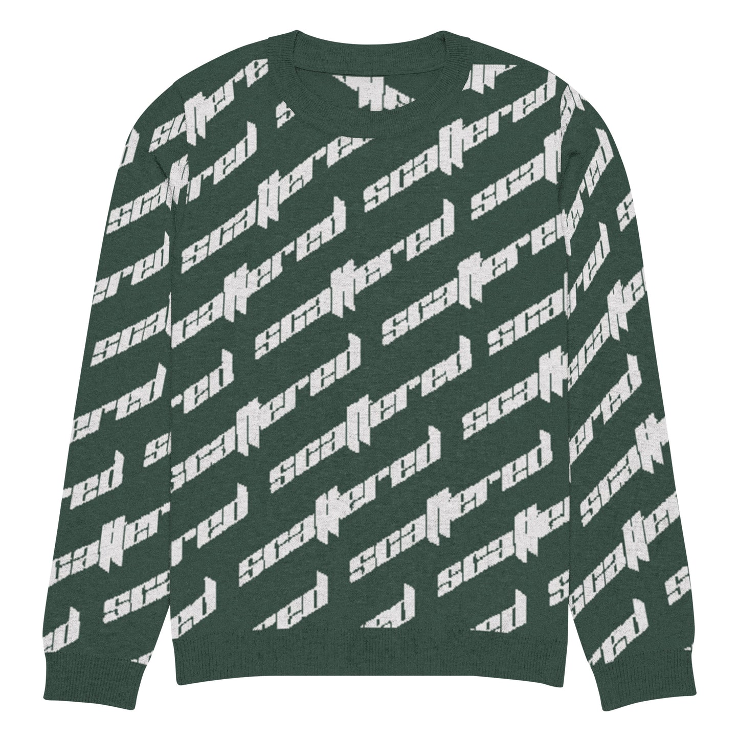 Pine Green Scattered Logo Knitted Crewneck Sweater