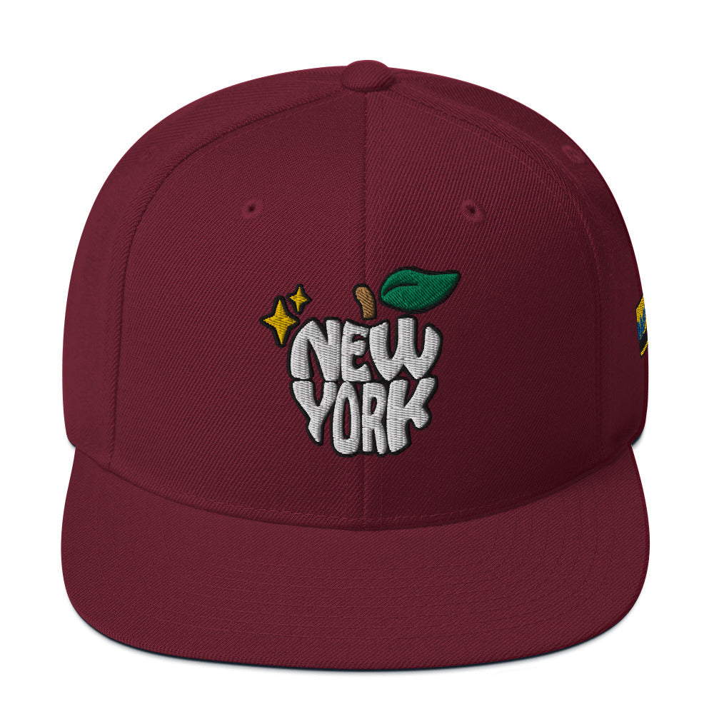New York Apple Logo Embroidered Snapback Hat (Metro Card)