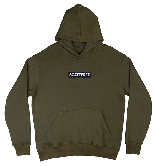 Olive Green Embroidered Box Logo Hoodie Sweatshirt Scattered Streetwear Clothing Brand | Supreme